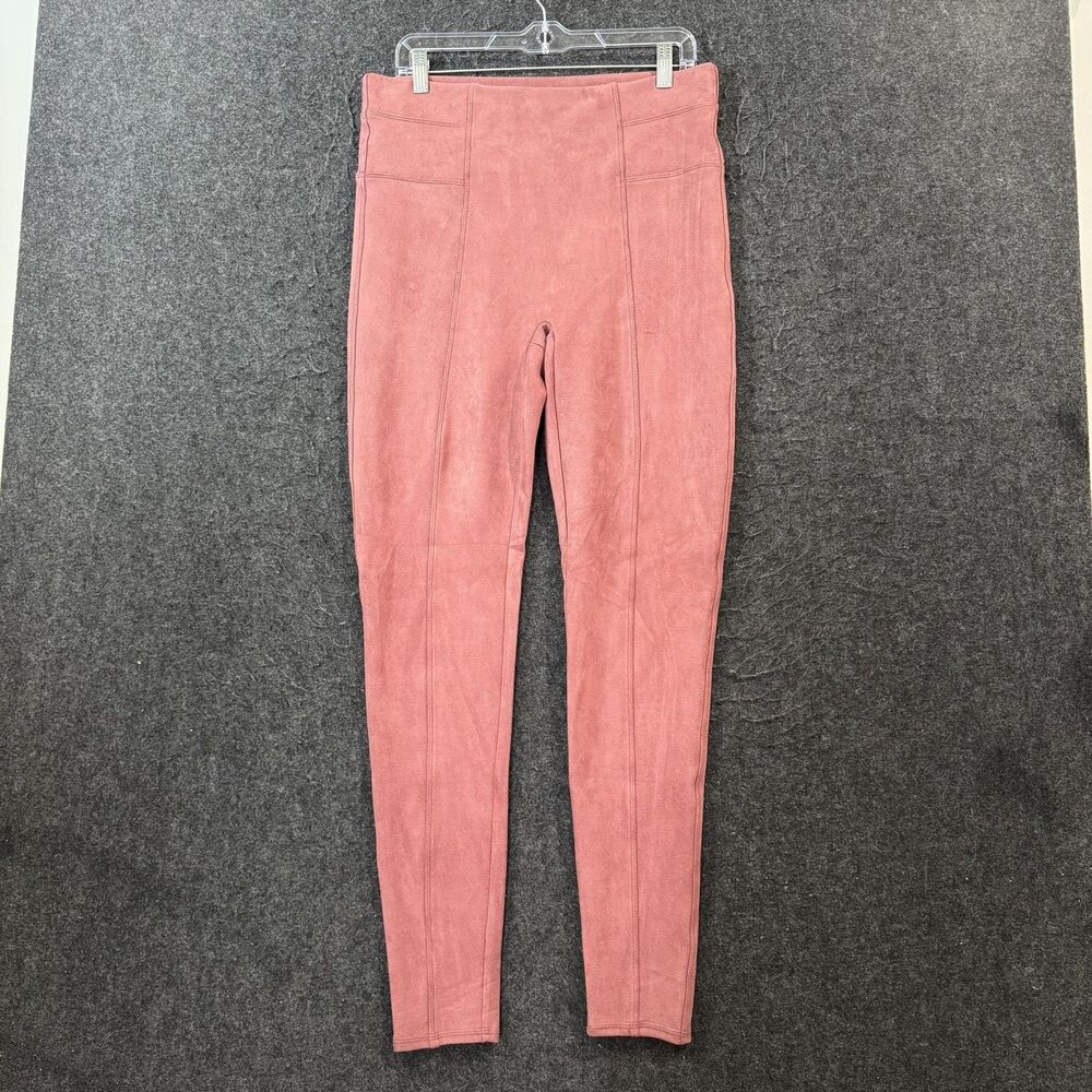 Spanx Faux Suede Leggings Women's XL Tall Pink High Rise Stretch Ankle 20322T